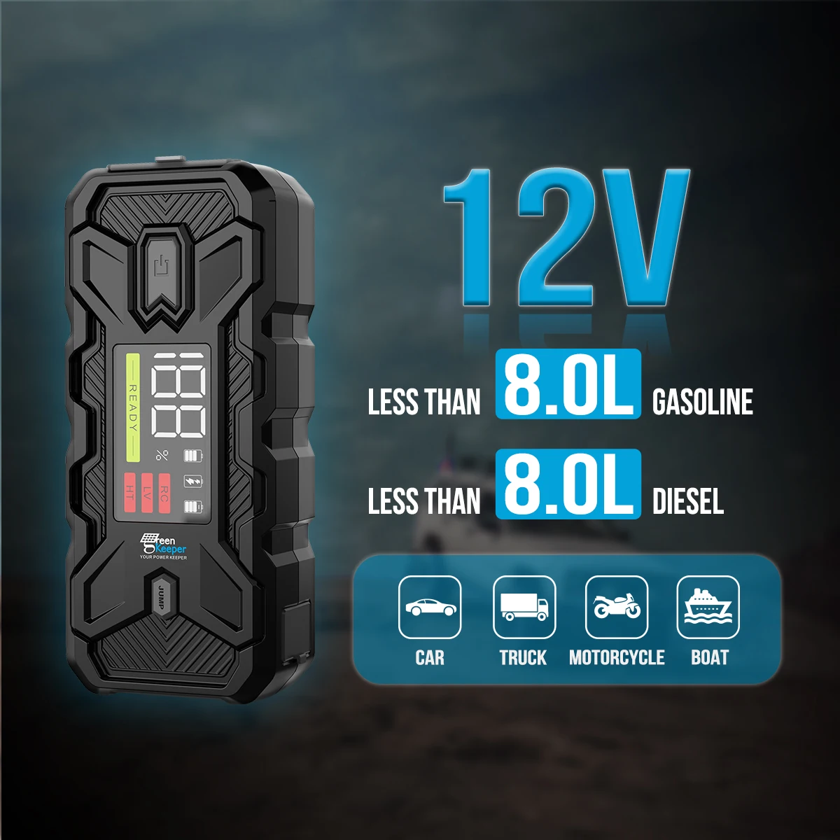 TOPDON JS3000 Jump Starter Power Bank, Jump Starter Car Battery Booster For Up To 9L Petrol & 7L Diesel Engines, Car Starter Power Pack With Jump Cable/EVA Bag/Built-in LED, 24000 MAh - View #2