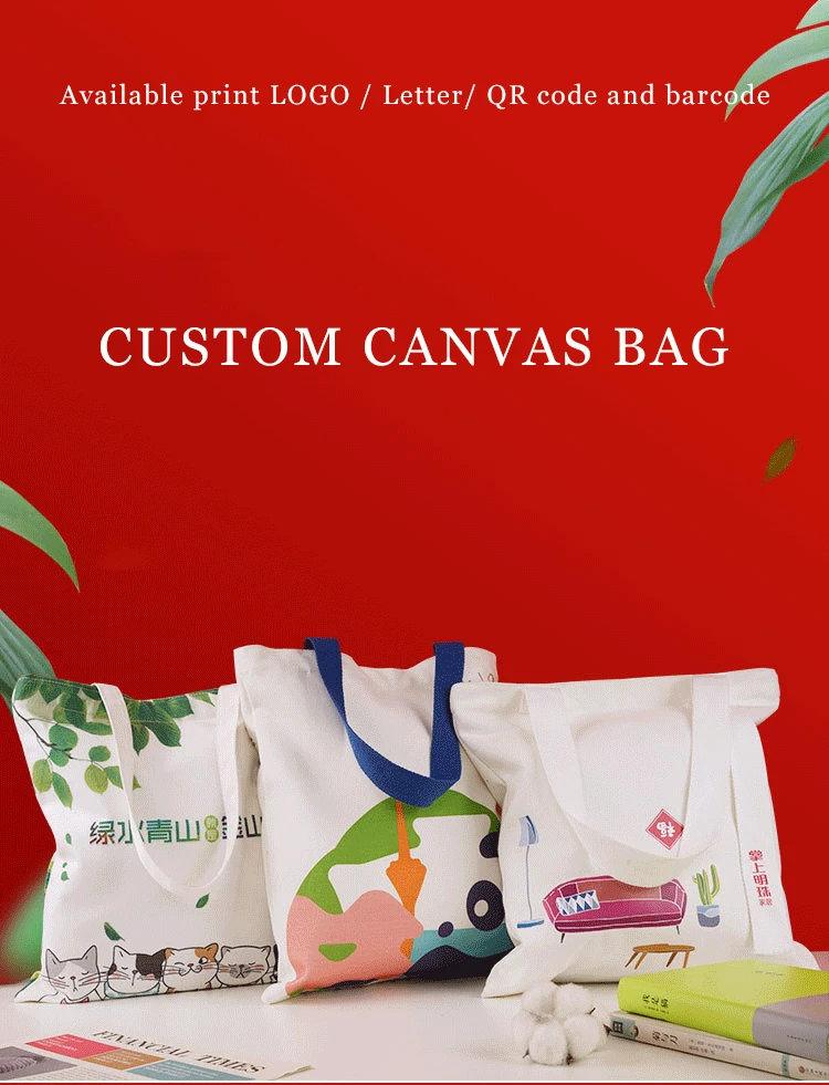 Flat Bottom Organic Cotton Shopping Bag Sublimation Uv Digital Offset Printed Logo Colored 1980