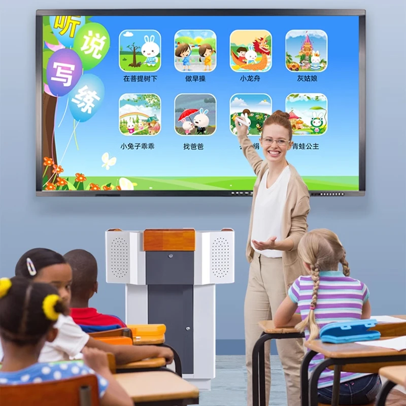 Intelligent Touch Mobile Stand Tempered Glass Touch Screen Interactive Digital White Board for School and Projector