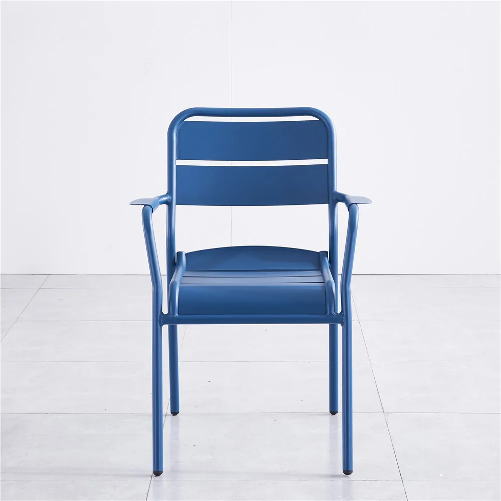 Outdoor aluminum slats chair patio metal slat chairs alu bistro furniture sets chair restaurant cafe aluminum