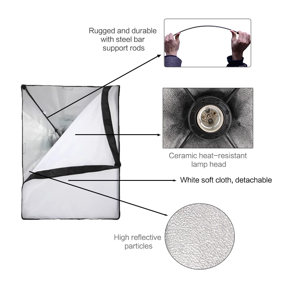 2pcs 50x70CM Photography Softbox Lighting Kits Professional Continuous Light System Equipment For Photo Studio