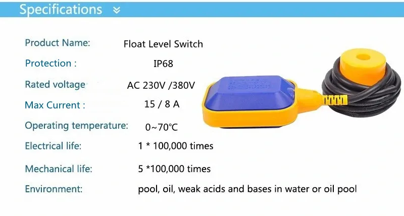 China Factory IP68 Float Level Switch for Water Pump 3m Cable Ball ...