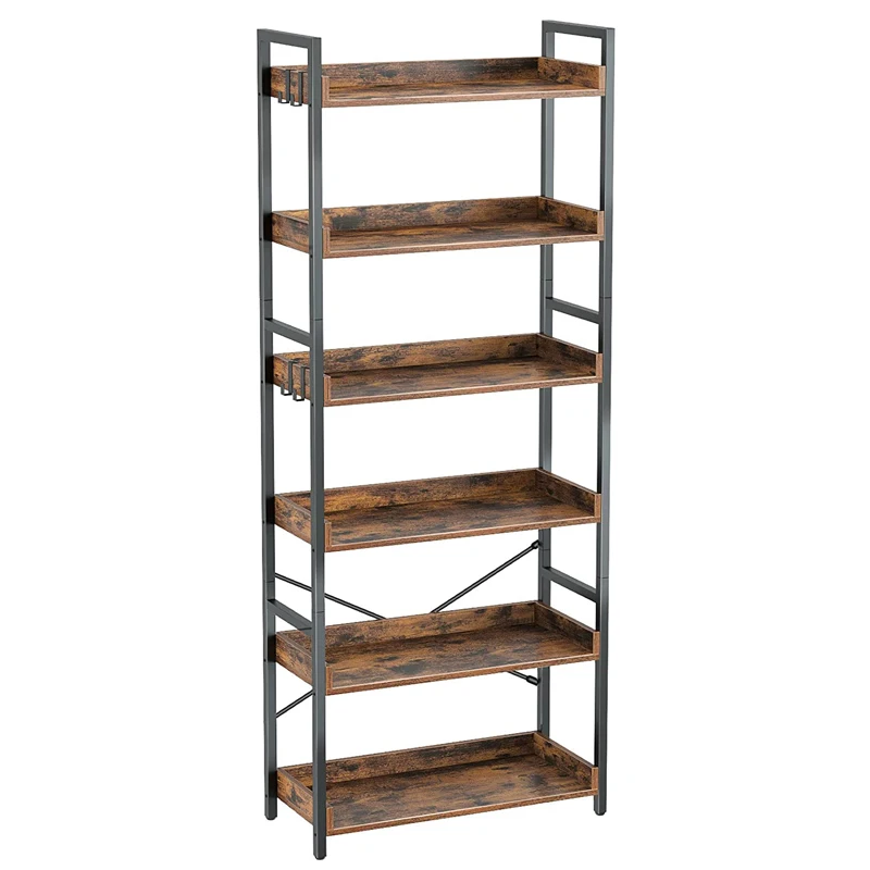 SOPEWOD Multifunctional Wooden Bookshelf Storage Solution for Home Office or Library Made From Metal and Bamboo