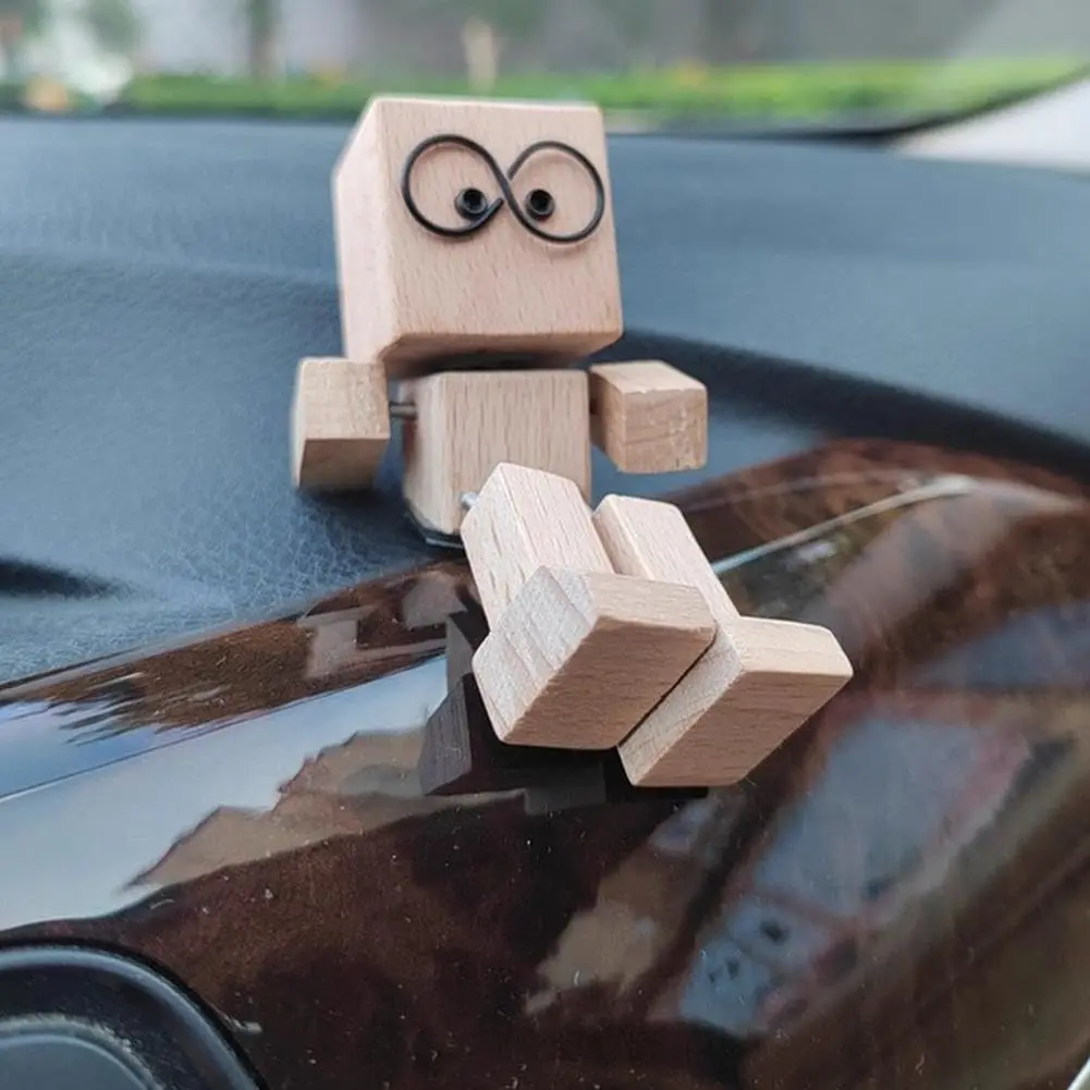 Shaking Wooden Man, Shaking Wooden Man Figurine For Car Dashboard