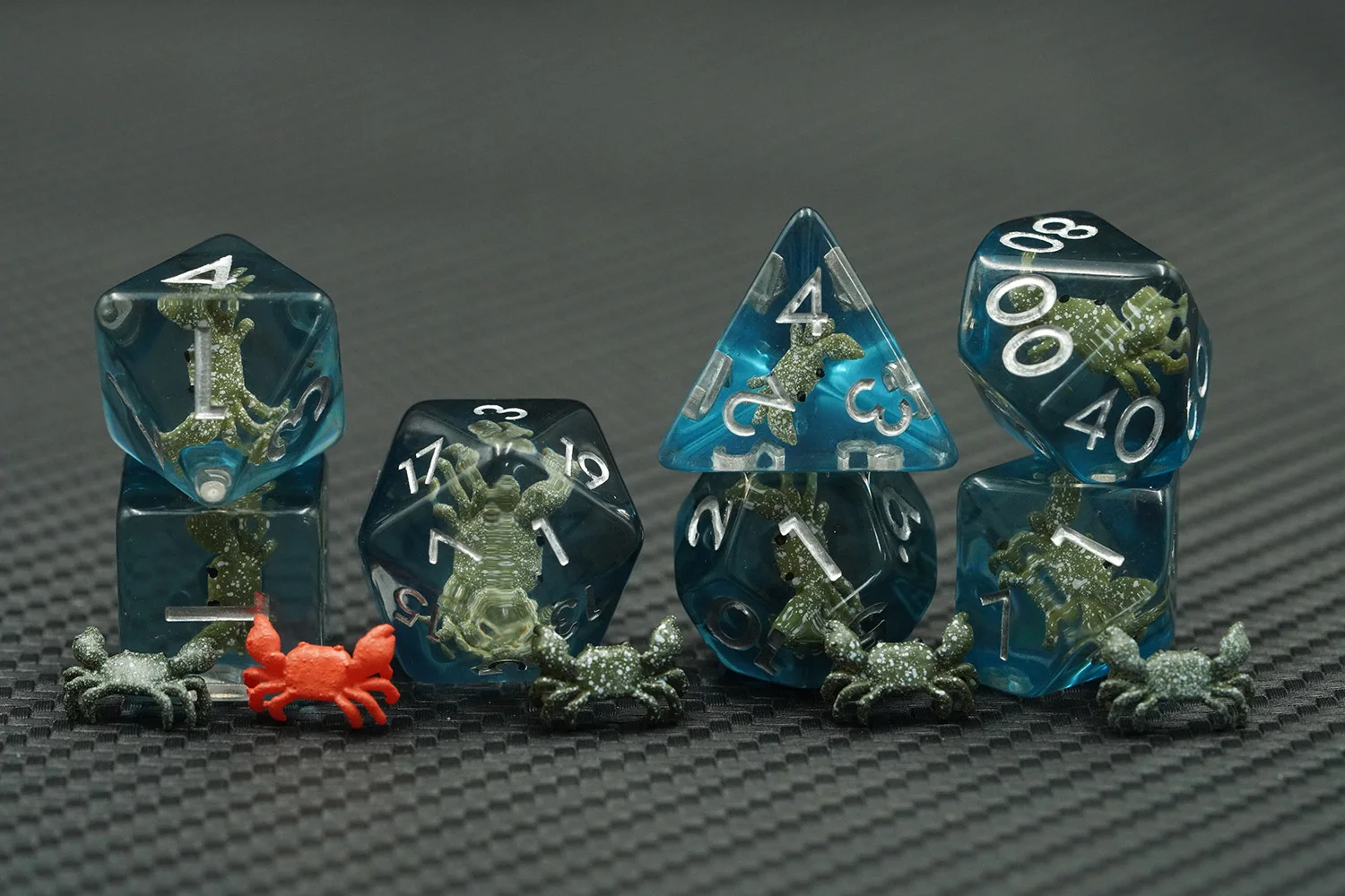 Customizable Logo 7pcs DND Crab Resin Soft Edge Dice Set Polyhedral Polyhedron Square Shape Plastic Acrylic for Board Games details