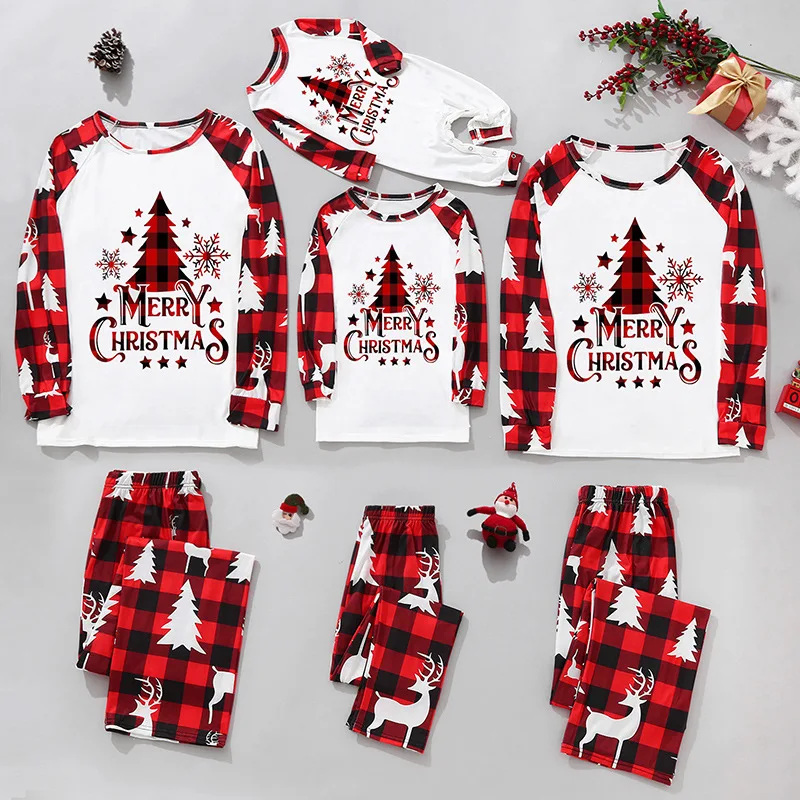 Sublimation Blank Christmas Pajamas,Printed Long Sleeve Top And Plaid ...