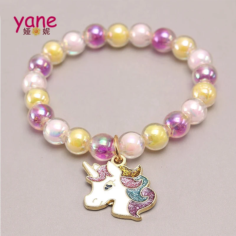 pretty colorful acrylic bead bracelet unicorn