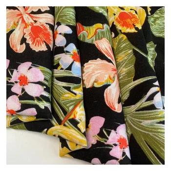 Latest stock 100% viscose printed floral viscose poplin lining fabric for garment