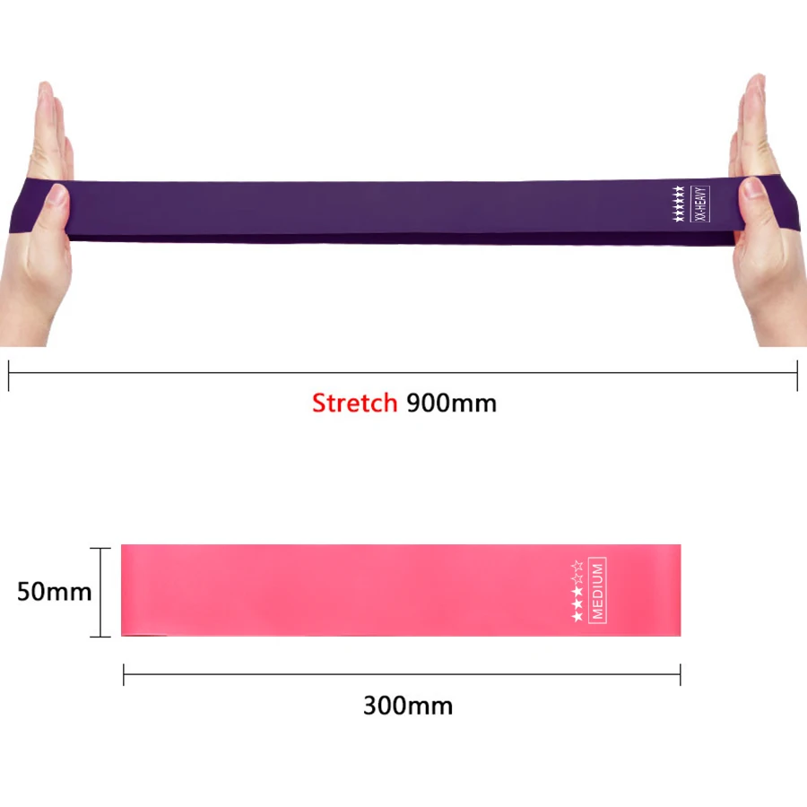 Latex Exercise Custom Printed 5 Level Resistance Loop Glitter Shiny