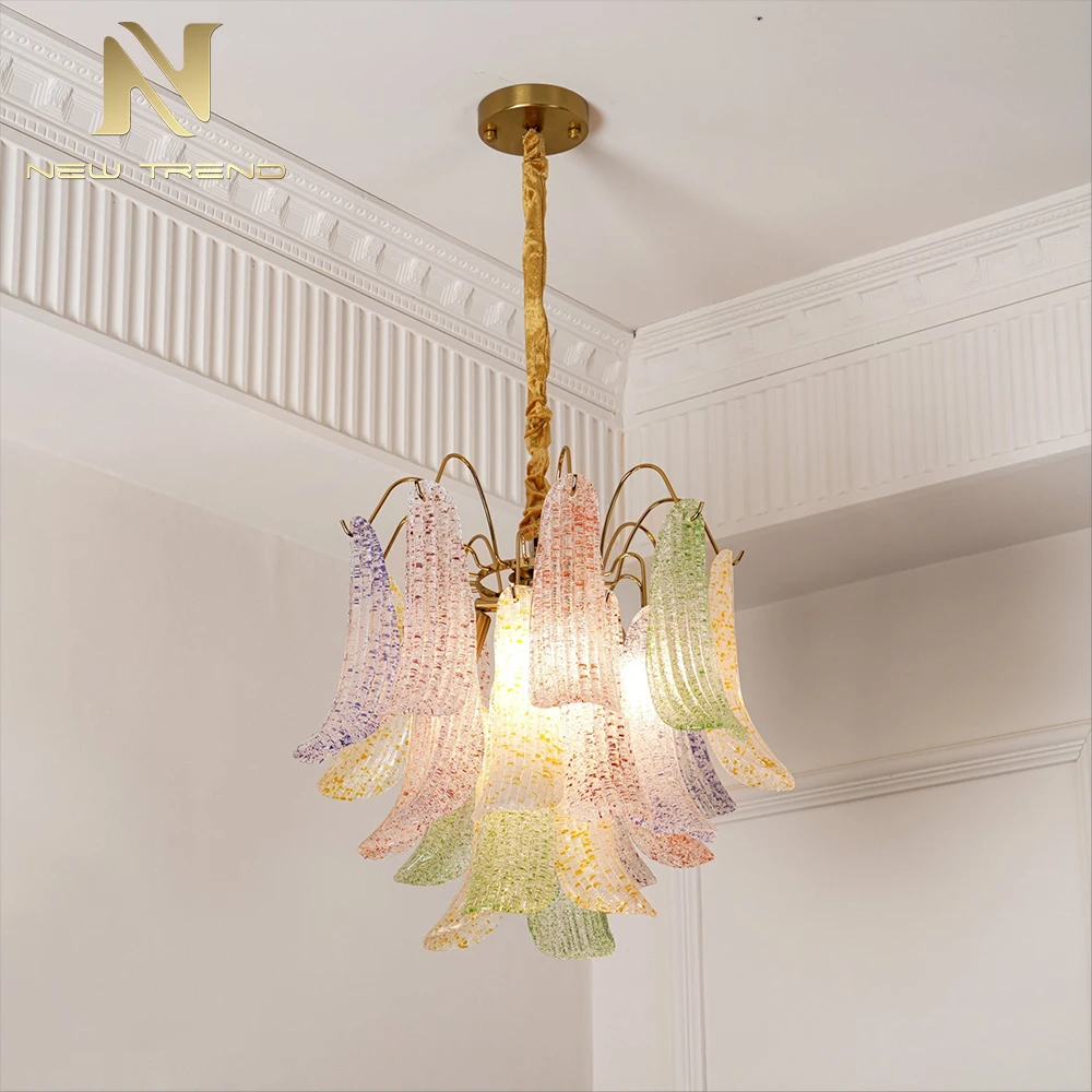 CPL-453 Custom French Vintage Murano Glass Chandelier – Colorful Art Pendant Light for Villa Loft & Living Room