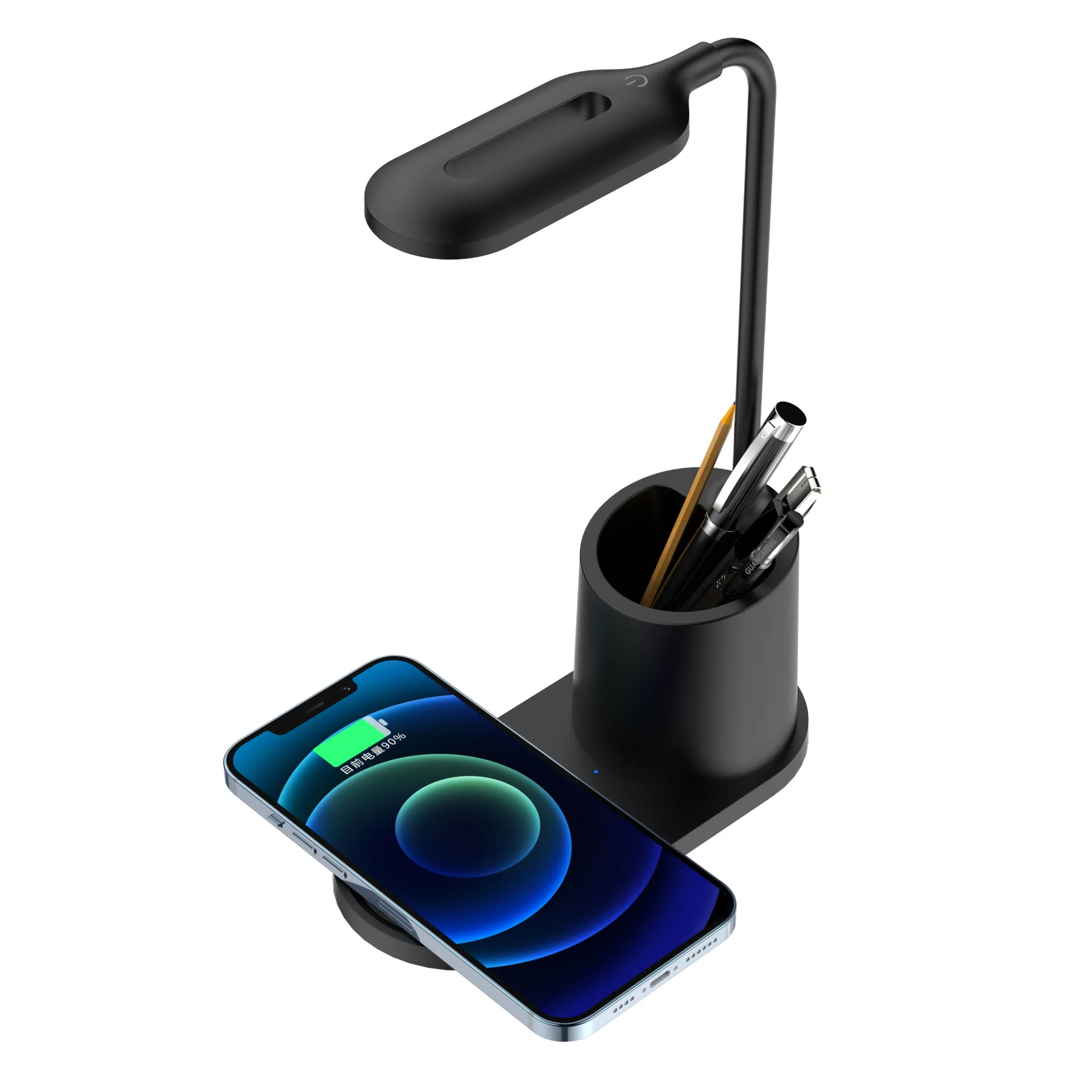 Trending Products 2025 New Arrivals HT-513 3in1 15W Wireless Charger with Led Lamp and Pen Holder Eye Protection Table Lamp