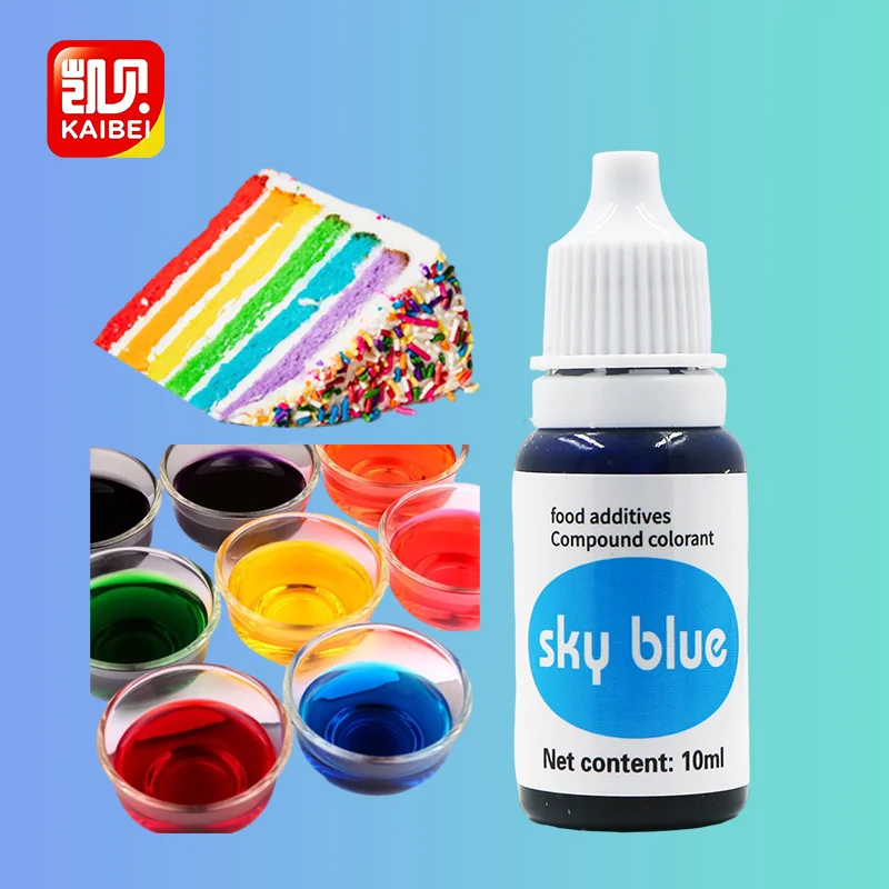 Colorant alimentaire comestible 10g bleu ciel halal, colorant liquide pour  gteaux, eau et huile, double usage, marque Kaibei