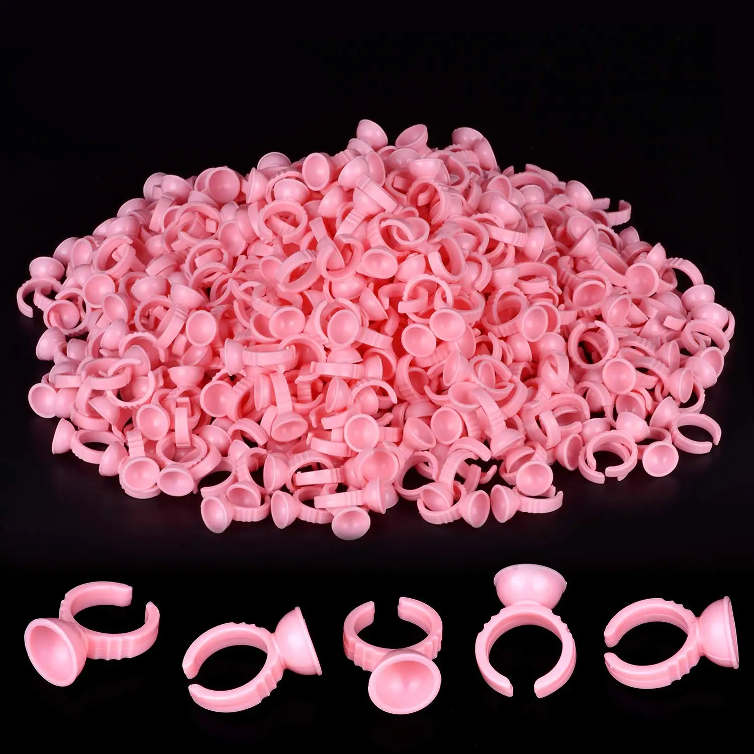 Ring Container For Lashes Pink Disposable Lash Extension Glue Holder Ring Eyelash Adhesive Glue ...
