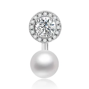 Simple Design 925 Sterling Silver Freshwater Pearl Pendant Rhodium Plated Freshwater Pearl Pendant