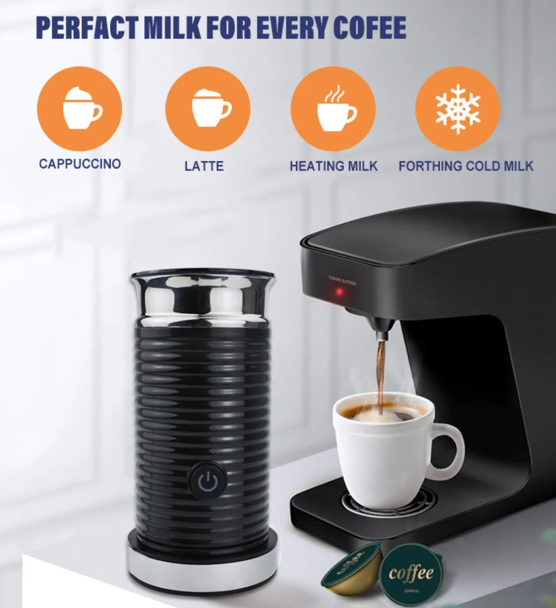 Black 500w 4 In 1 Multifunctional Milk Frother And Steamer For Hot ...