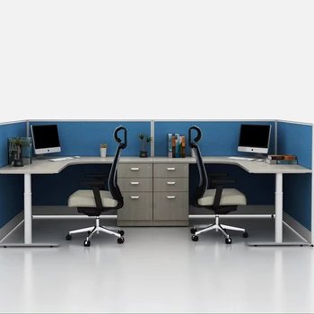 LCN Modern Style Desk and Chair Office Furniture for 2 People Metal Modular and Extendable Design