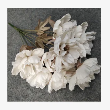 SMG047 3 peony flower head single stem silk artificial floral arrangement peony rose wholesale