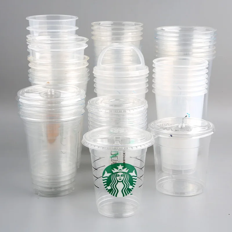 Plastic Cups with Lids - 24 oz - BPAs-Free Clear Plastic Cups - Rolled Rim  Disposable Coffee Cups - Clear Cups for Water, Soda & Juice - 100 Pieces  Drinking Cups 