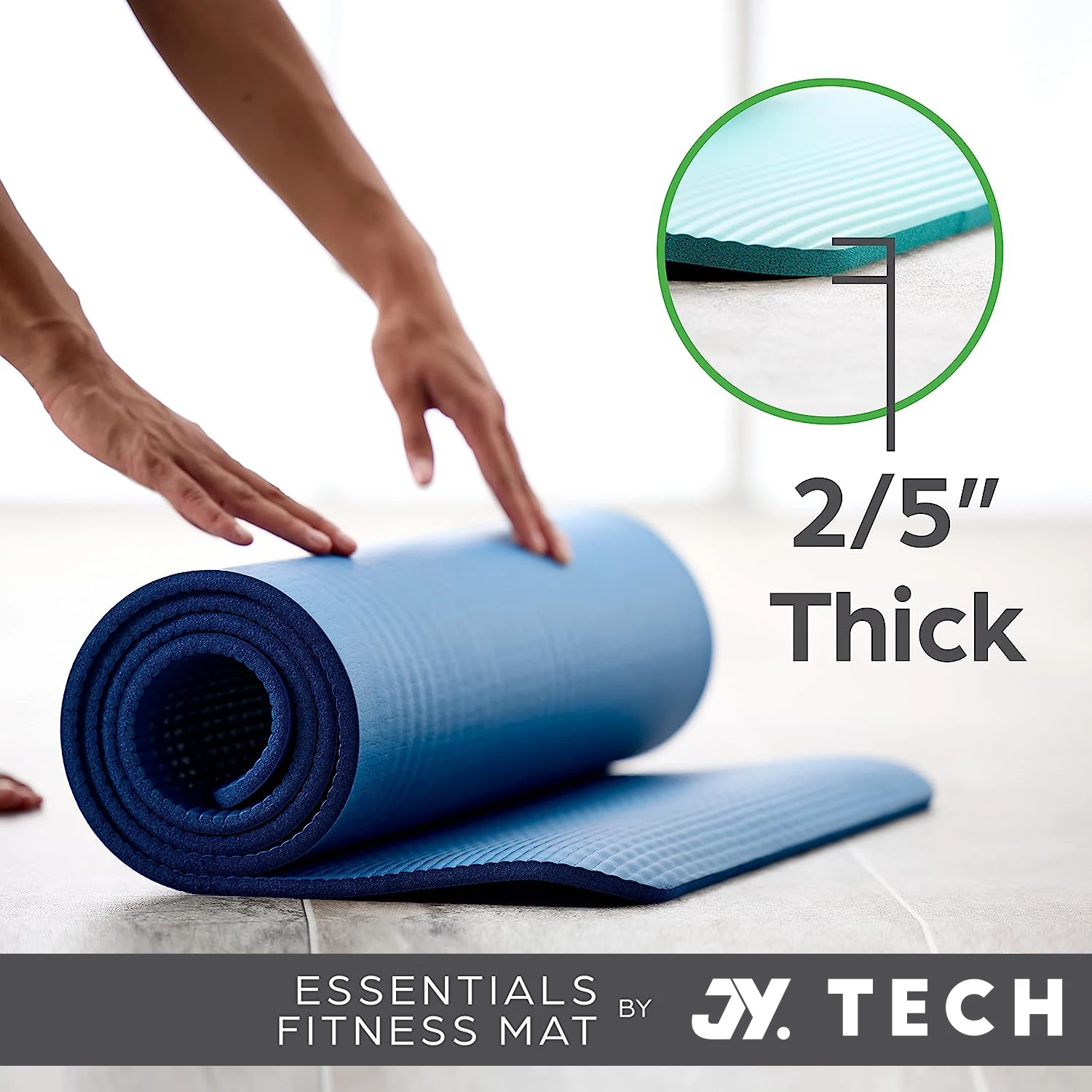 Jy Essentials Thick Yoga Mat Fitness Exercise Mat With Easy-cinch Yoga ...