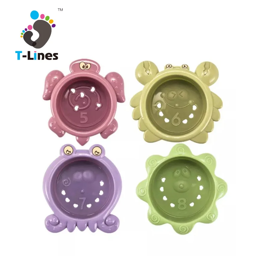 
 2021 новый дизайн игрушек для ванны детский набор для ванной комнаты мультяшная Штабелируемая чашка для ванны красочные игрушки для детей  