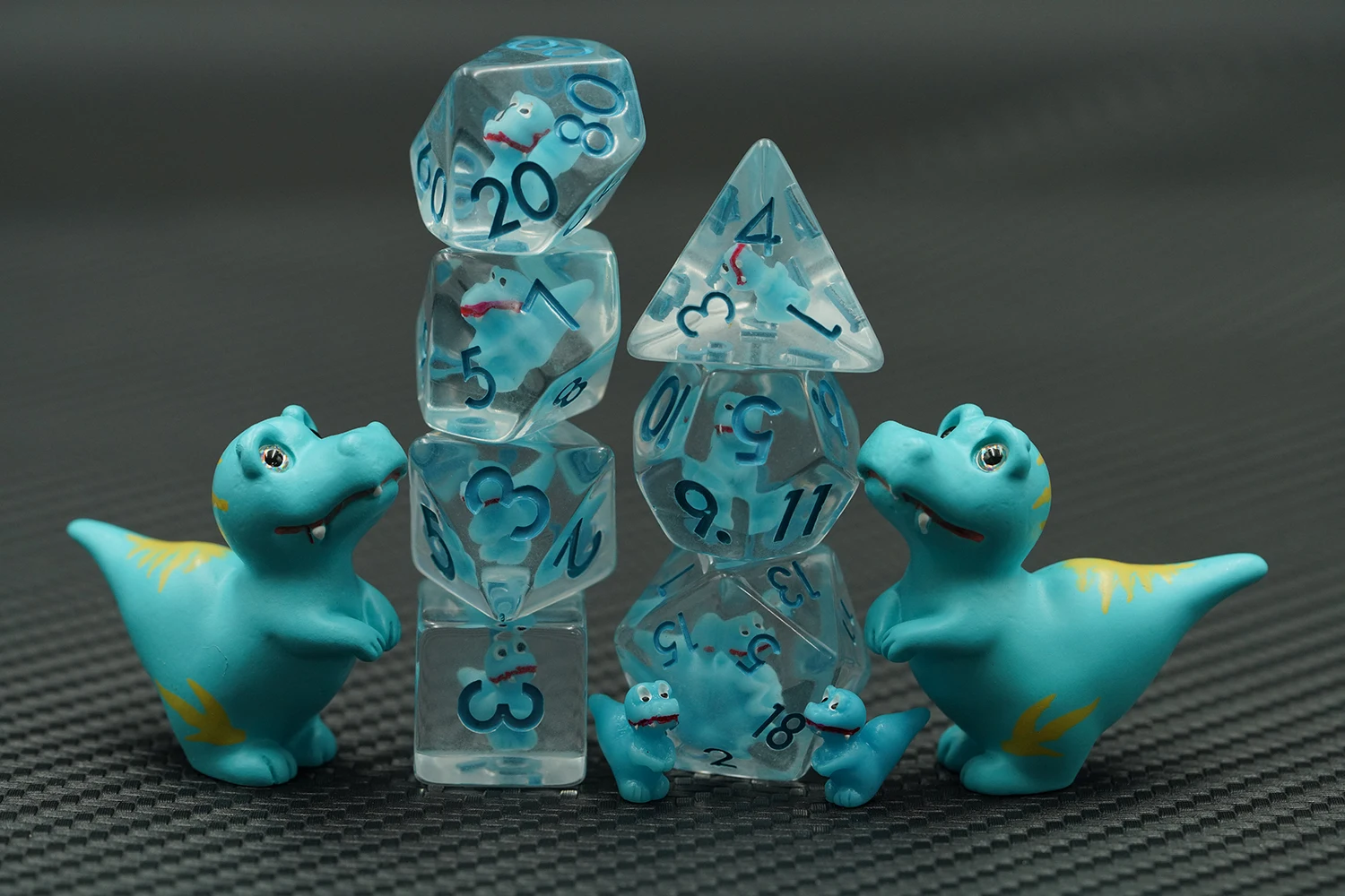 16mm DND Animal Dice Set 7pcs Cute Blue Polyhedral Inside D&D Dice Set for Dungeons and Dragons Dice manufacture