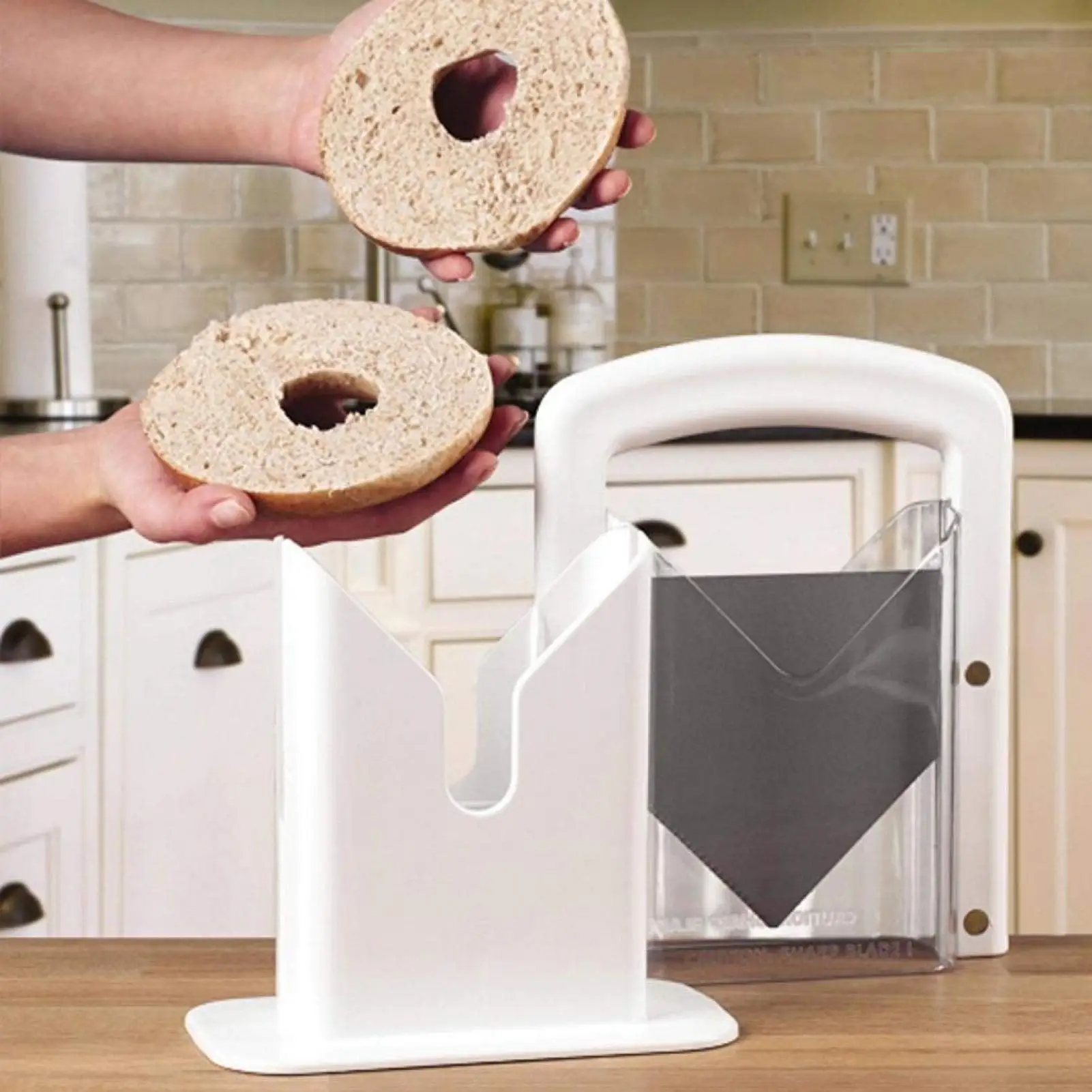 Helloworld Bagel Guillotine Universal Slicer Holder Perfect For Cutting