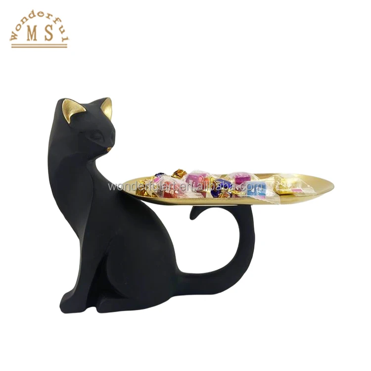 Oem Resin Animal Cat dish Shape Holders 3d  Style tray candy plate Kitchenware poly stone plate Tableware Kitty Kitchenware