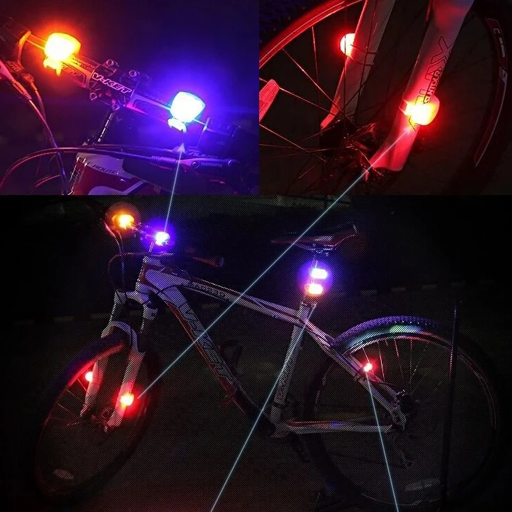 Silicone Custom Logo Ip44 Outdoor Riding Button Battery Bike Accessories Led Bike Lights Red Flash Bicycle Lights