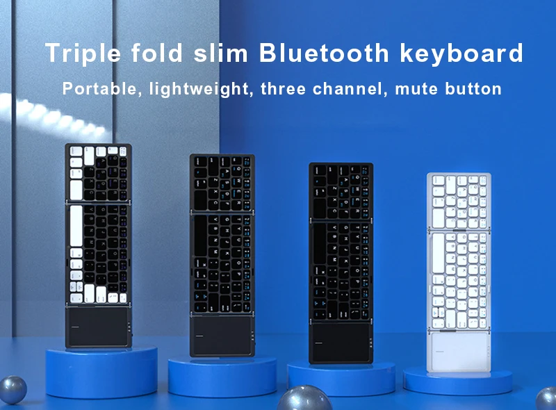 3fold Bluetooth Keyboard Teclado Porttil Pocket Third Fold Touchpad