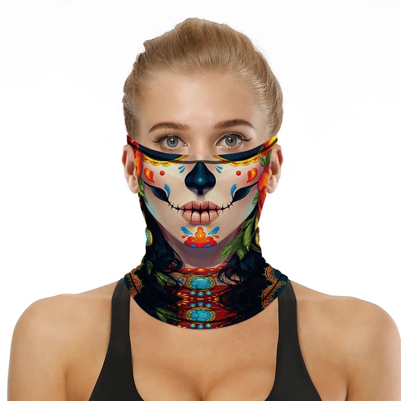 Skull Seamless Bandanas Colorful Headwear for Women Mens Neck Gaiter Tube 