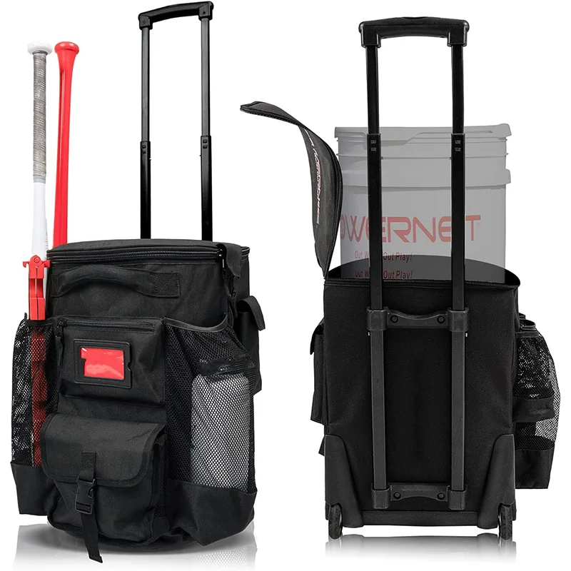 Wheeled Bucket Cover Baseball Softball Durable Baseball Bag With Multi