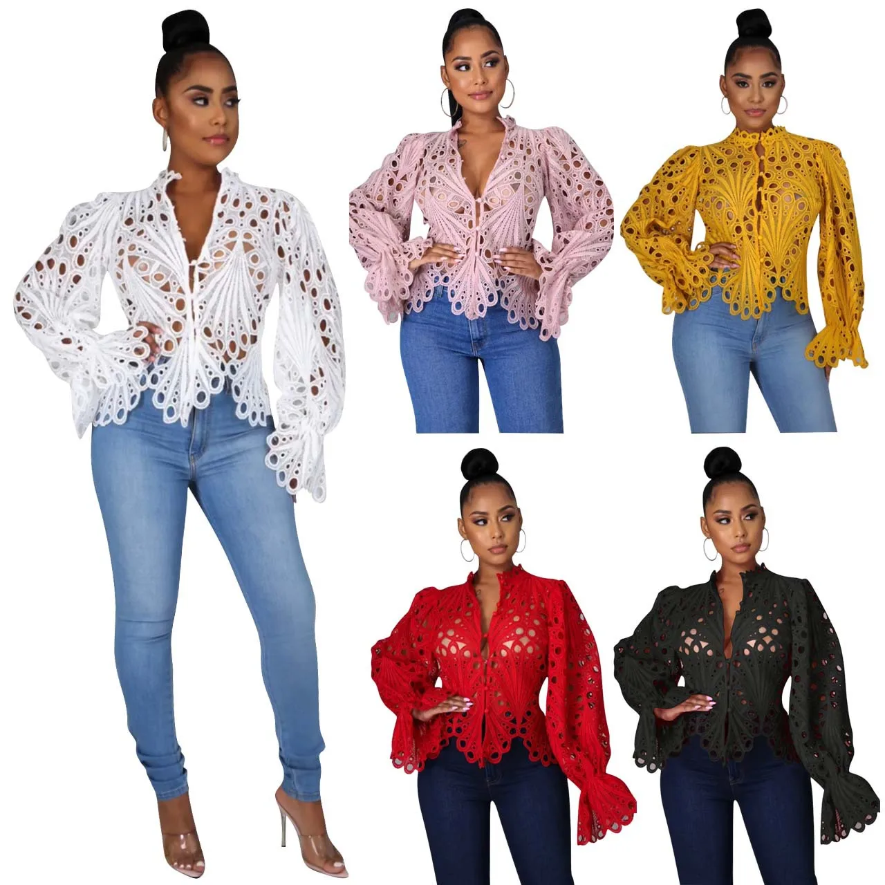 2023 Big Sell Womens Flare Long Sleeve Blouse - Casual & Sexy