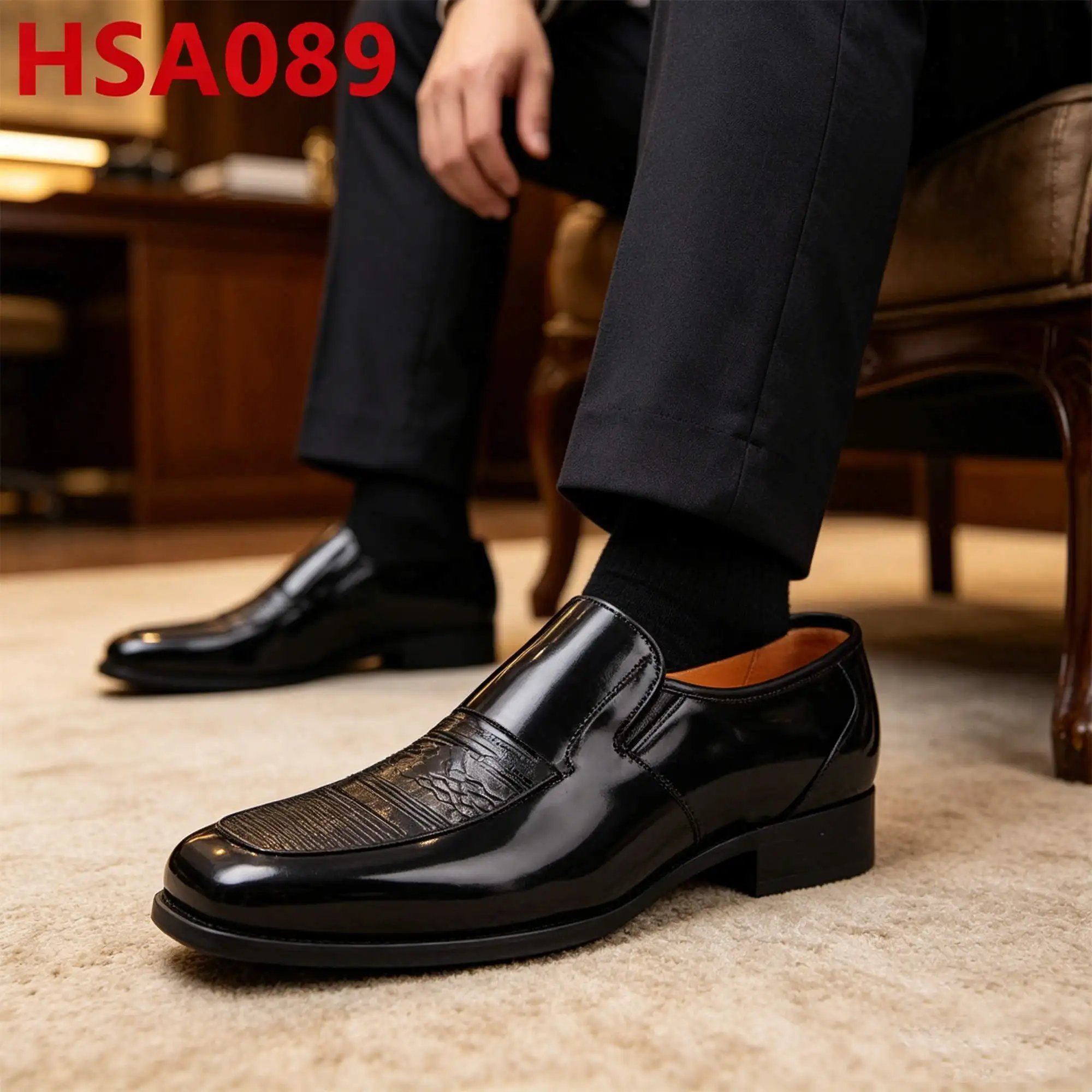 ZYF, schuhfertige Herren-Damenschuhe mit quadratischer Spitze, geruchshemmend, für den Einsatz im Büro- und Geschäftsumfeld, reibungsarm, schwarze Uniformschuhe, Modell HSA089