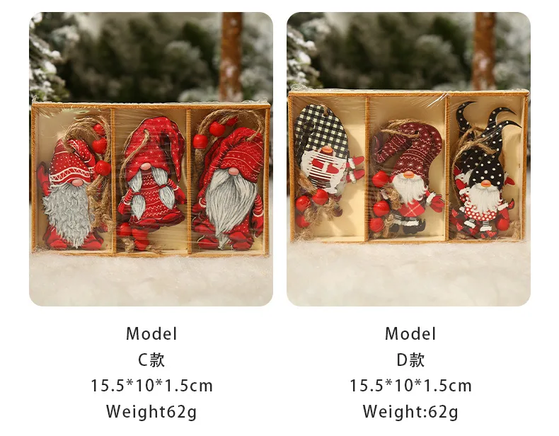 9pcs Navidad 2022 New Year 2023 Gift Christmas Tree Gnomes Wooden Pendants Ornaments Christmas Decorations for Home Noel Deco