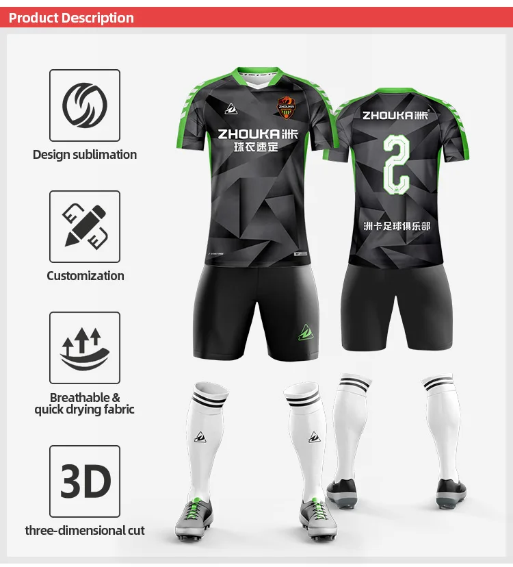 Custom Soccer Jersey Sets Quick Dry Sublimation Print