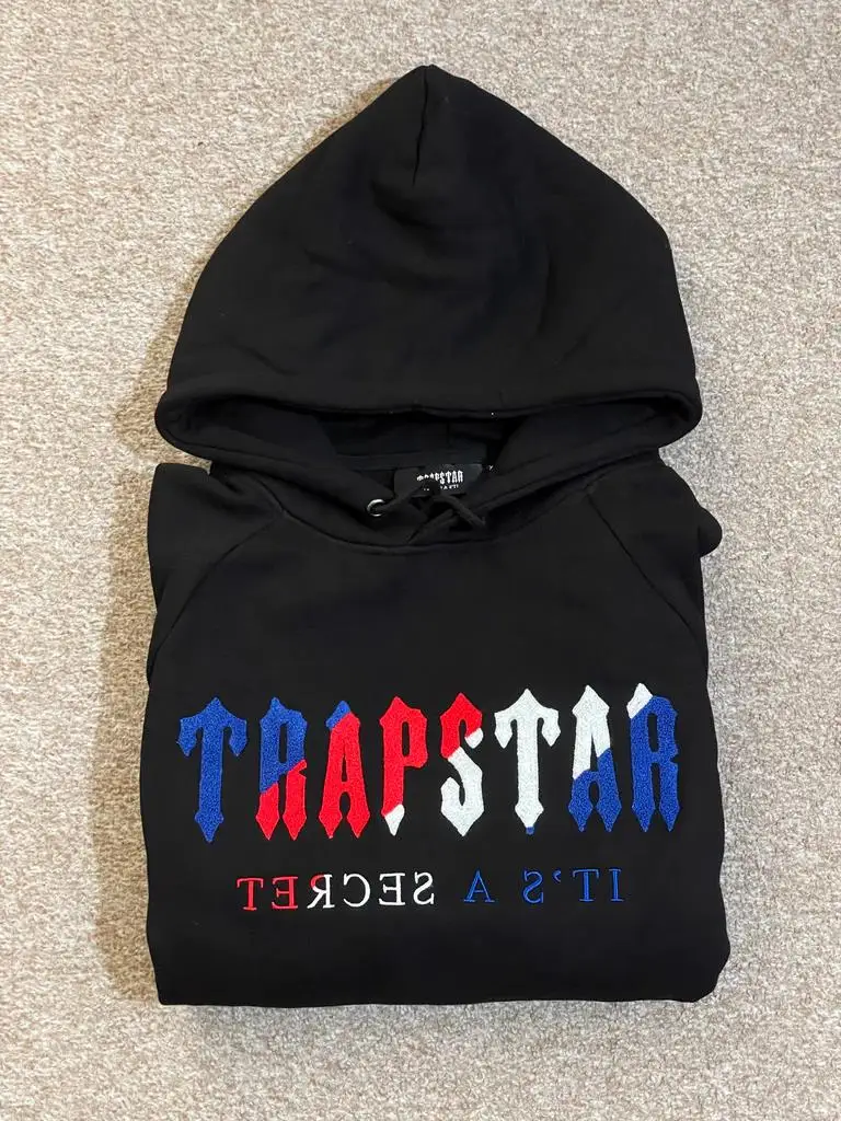 Mens Winter Shiny Trapstar Style Embroidered Irongate Detachable Hooded 