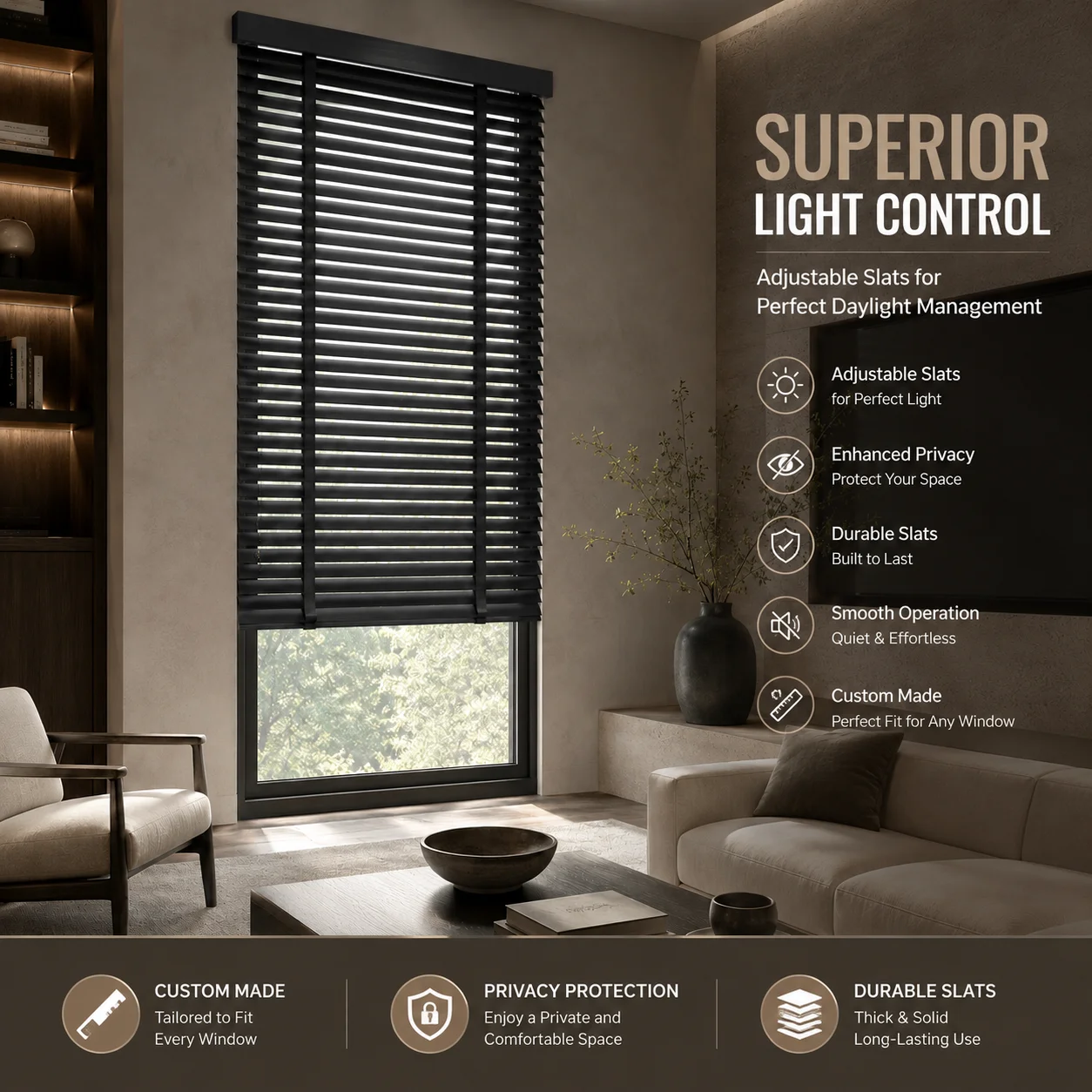 Custom Motorized Paulownia Wood Blinds Electric Window Blinds with Remote Control Adjustable Wood Slats