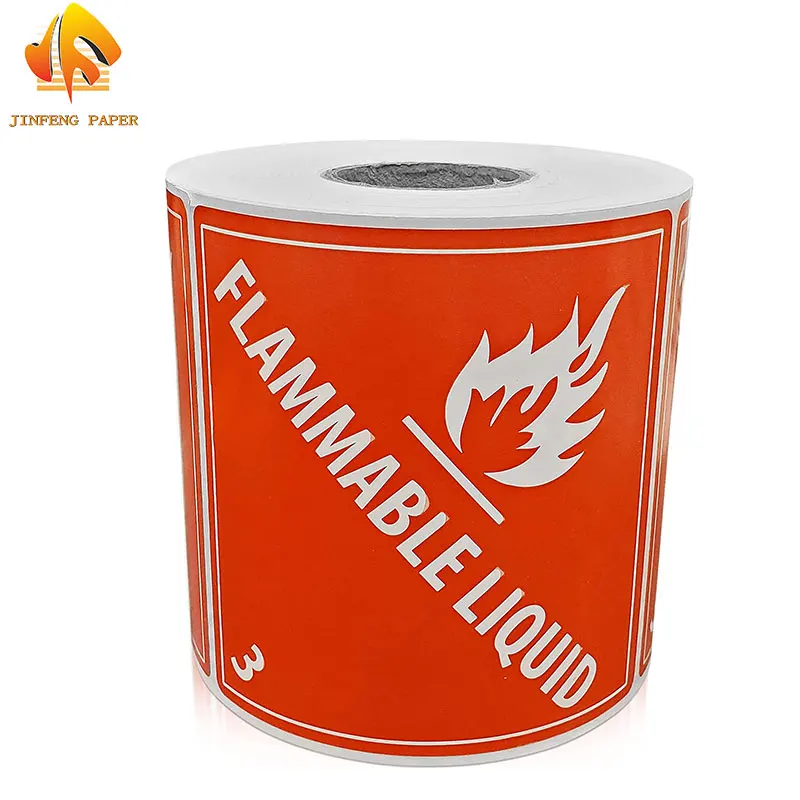 Hazard Class 3 DOT Flammable Liquid Hazmat Labels 4" X 4" Square Stickers - 500 Adhesive Labels Per Roll