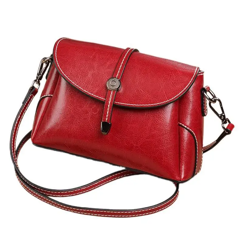 Vintage selling Leather Bags, Simple Solid Color Handbags, Buckle Messenger Bags, Fashionable One-Shoulder Small Square Bags