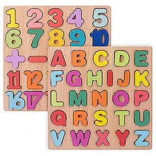 Wooden Toddler Puzzles Kids Educational Learning Toys wooden Letters Alphabet Number for Boy Girl Toddler Children Gifts
