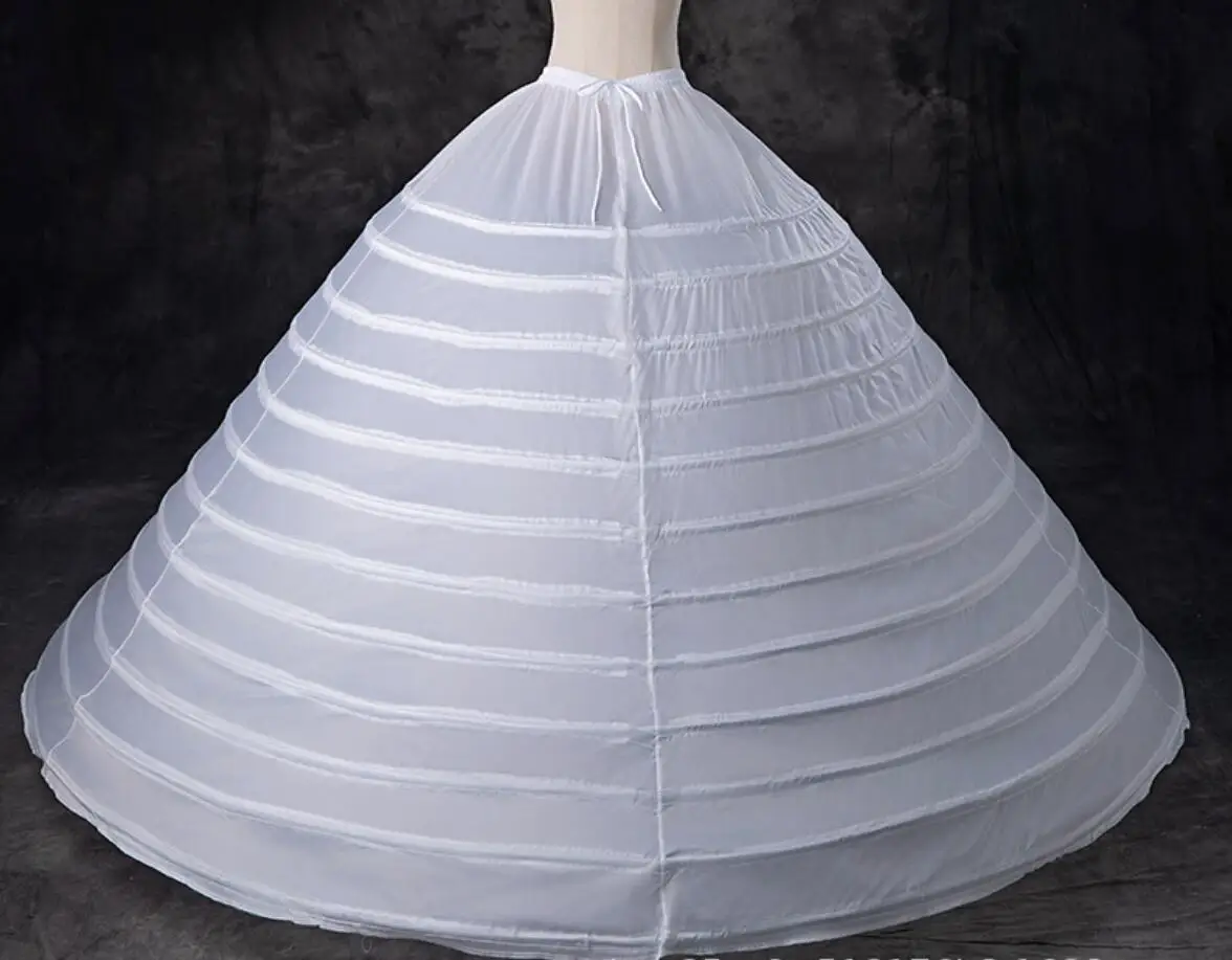 6-Hoop Ball Gown Petticoat – White/Black – Full Crinoline Slips – Polyester/Metal – S-XL