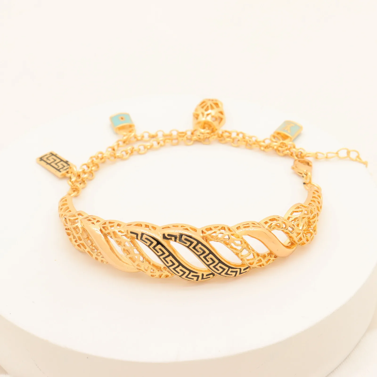 Saudi Arabian 24k Gold Plated Drip Painting Oil Bracelet Bangles