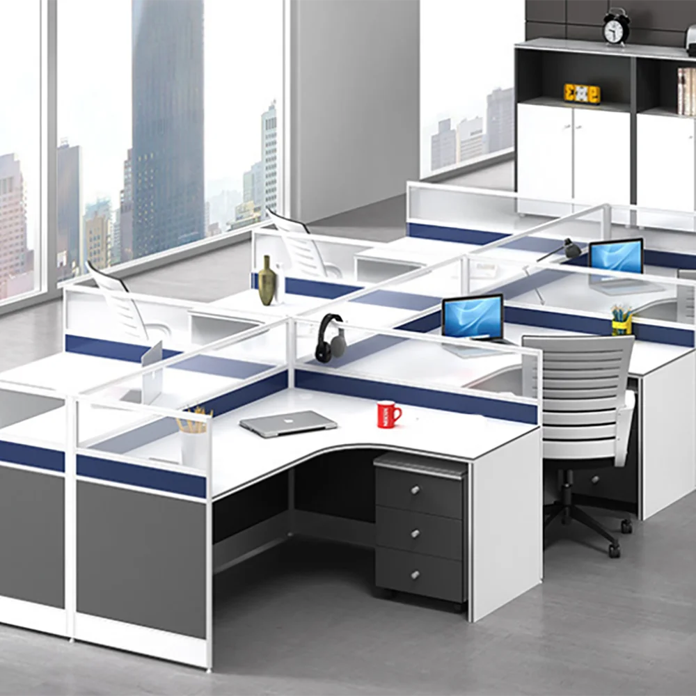 Modern Design Four Person Open Office Cubicle Workstation