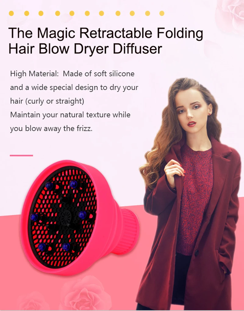 Portable Blow Dryers Silicone Collapsible Hair Dryer Diffuser for Salon