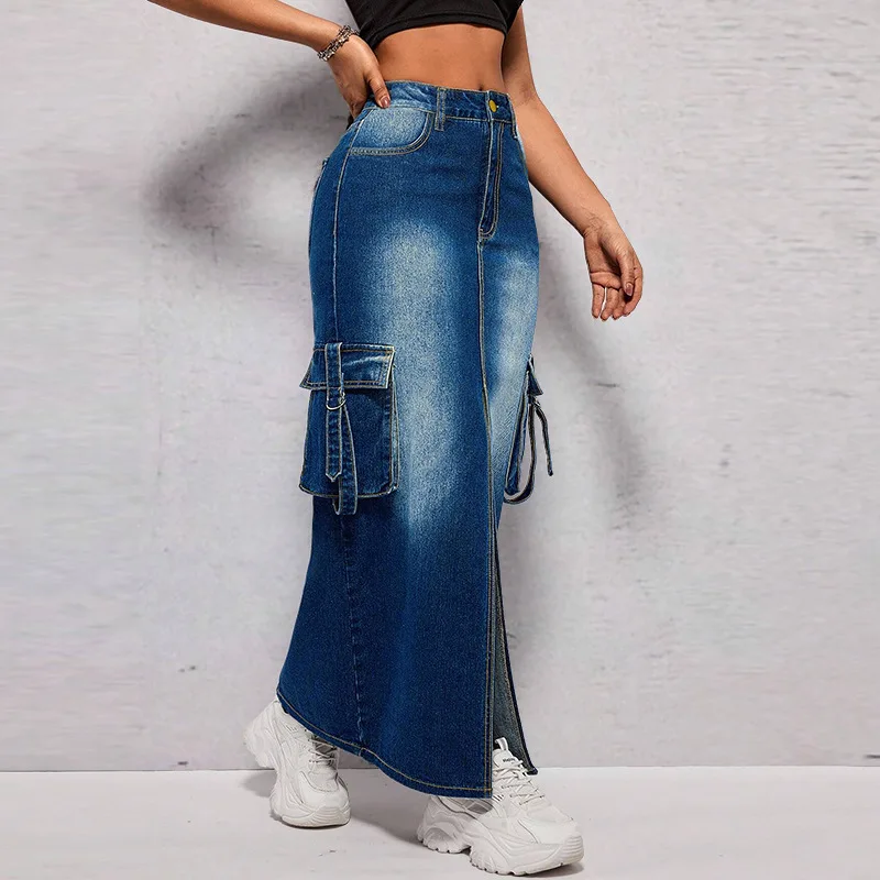 Shop Our Y218632 Plus Size Women Jeans Skirt with Pop Pocket Slit