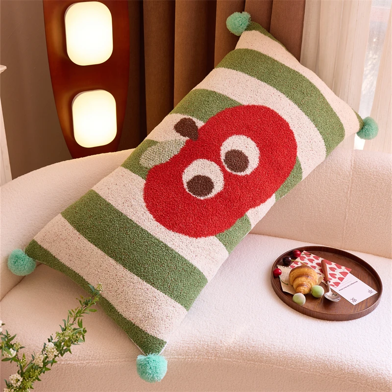 Oreiller en peluche doux et confortable de grande taille, oreiller en tricot mignon de dessin animé de pomme pour la décoration de la maison, cadeau et chambre LF