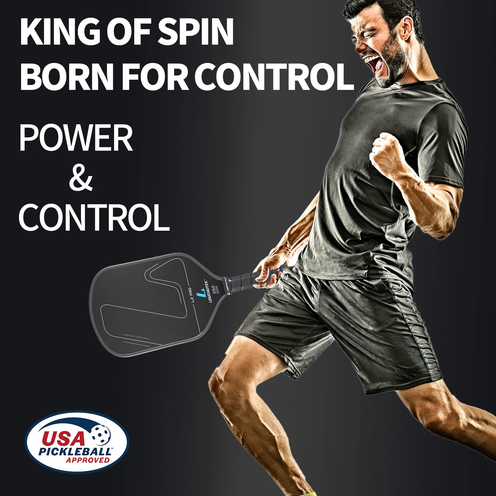 Legendtek Pickleball Paddles USAPA Approved Raw Carbon Fiber with Injected Foam Unibody with Paddle Cover