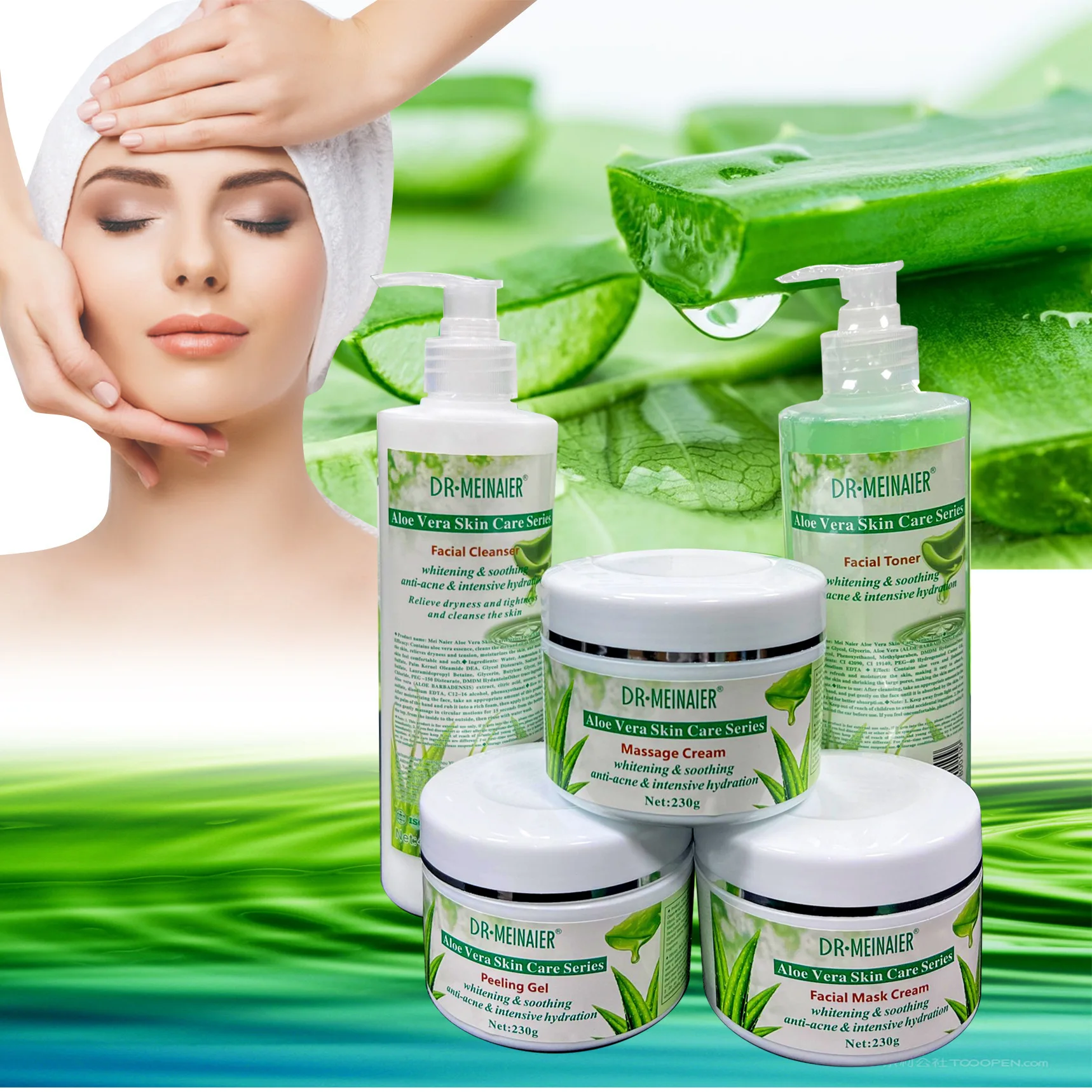 Turmeric Skin Care Set 5-in-1 Hydrating Whitening Anti-Aging Facial Moisturizer All Skin Deep Nourish Collagen Aloe Vitamin C