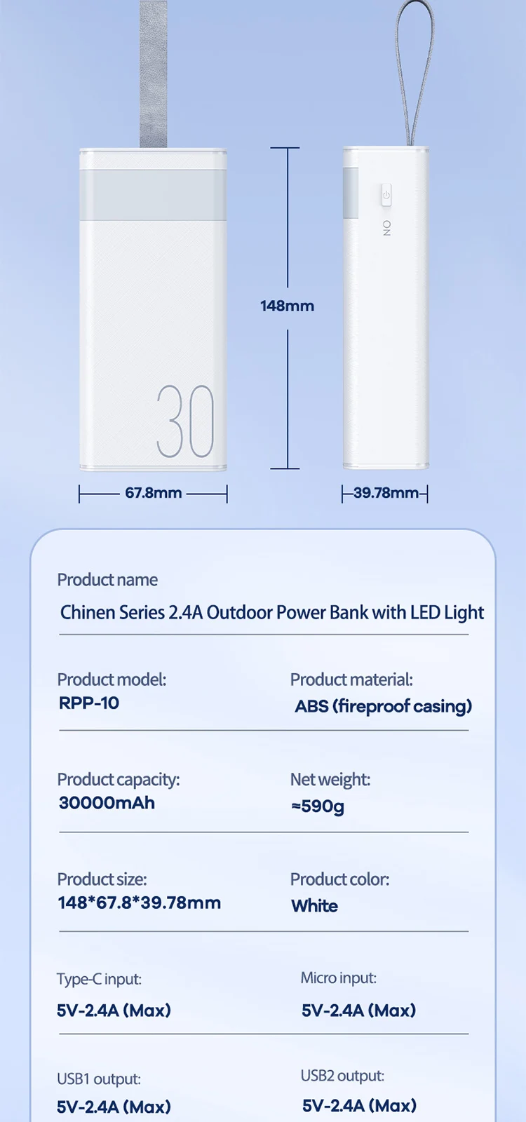 Remax Outdoor Power Bank 30000mah Rpp-320 Large Capacity Pd20w Qc22.5w ...