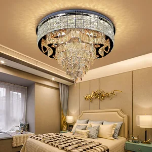 Newly Design Luxury Modern Contemporary Smart Drop Hanging Crystal Led Ceiling Lamp Light With Switch Control
